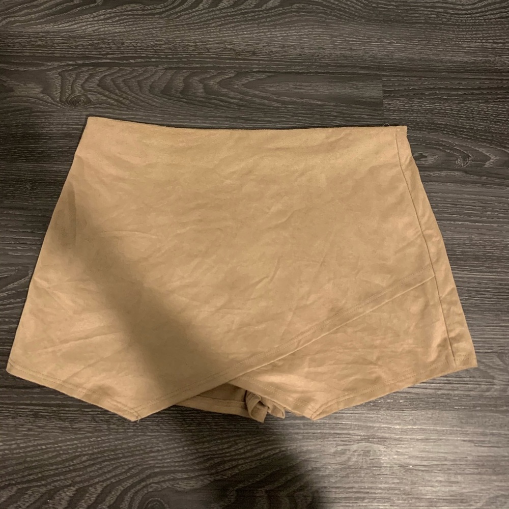 Tan Suede Envelope Skirt